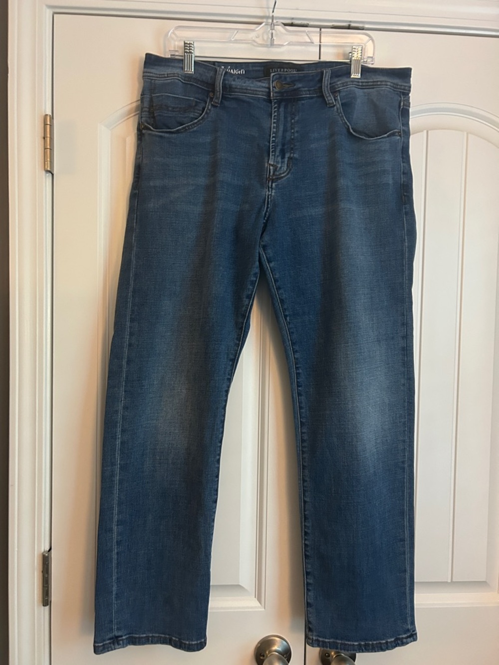 Liverpool Women's Straight-Leg Jeans in Dark Blue Denim